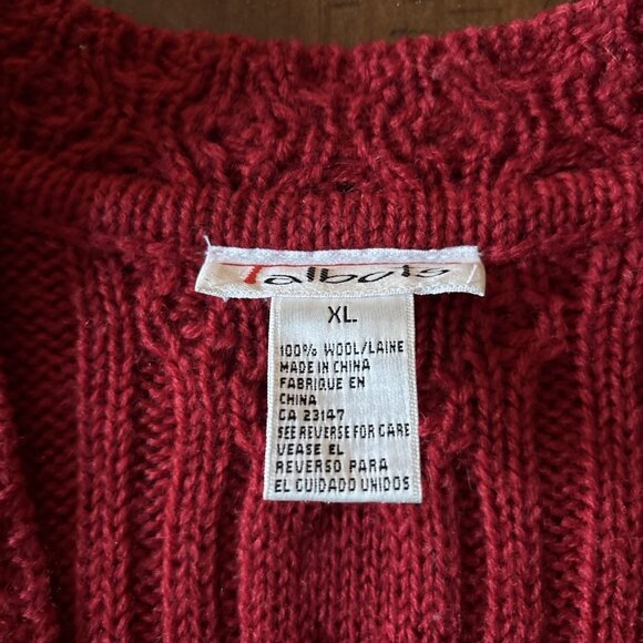 Talbots Red Chunky Red Cardigan 100% Wool Size XL - Picture 4 of 7